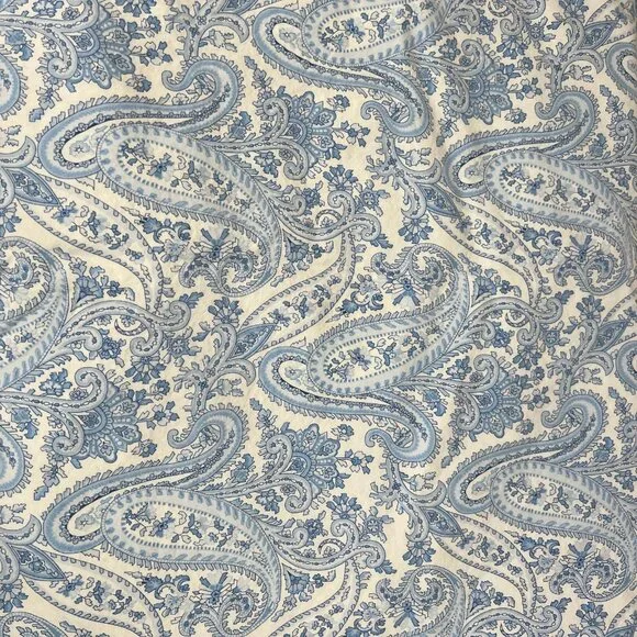 Lauren Ralph Lauren Unisex Paisley White Blue Flat Sheet Full Size - Picture 3 of 6